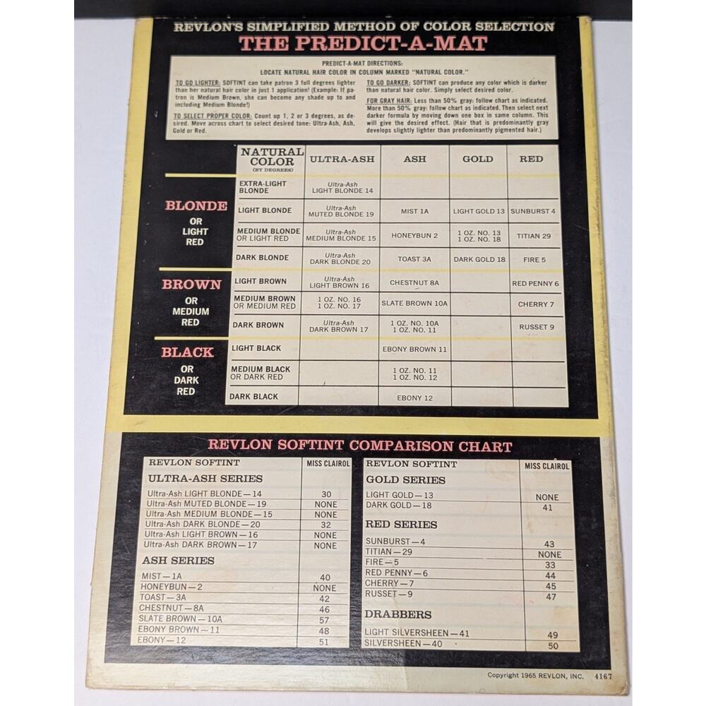 Vtg Revlon Softint Professional Haircoloring Cardboard Display No Swatches 1965 - Picture 2 of 3